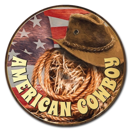 Signmission American Cowboy Circle Vinyl Laminated Decal D-48-CIR-American Cowboy